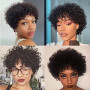 Vikiwmlq Perruque Afro Courte Naturelle Frisée en Cheveux Humains avec Frange - Bouclé - 130% Densité - Taille Moyenne - Noir