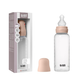 Biberon BIBS d’une capacité de 270 ml avec tétine en silicone - fonction anti-colique, sans bisphénol A, tétine ronde, débit moy