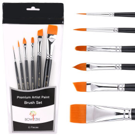 Bowitzki Lot de 6 pinceaux de Peinture pour Le Visage, Peinture Acrylique, Peinture Aquarelle, Gouache à l'huile