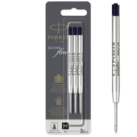 PARKER QUINKflow recharges pour stylo bille | pointe moyenne | noire | lot de 3