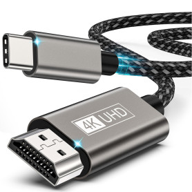 Cable USB C vers HDMI 2M, Câble Type C vers HDMI 4K, Thunderbolt 4/3 vers HDM I Compatible pour MacBook Pro 2023/Air 2022, iMac,