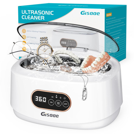 Gisaae Nettoyeur Ultrasons 660ML avec 5 Réglages de Temps, 48000Hz Nettoyeur Ultrasons Lunettes Professionnel, pour Bijoux, Mont