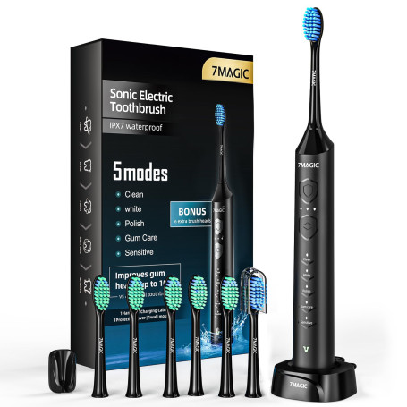 Brosse à Dent Électrique, Brosse a Dent Sonique, Brosse a Dent Electrique - 3 Intensités 5 Modes, 40000VPM, IPX7, Brosse à Dents