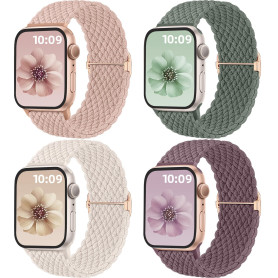 Mastten 4 Pack Bracelets Compatible avec Bracelet Apple Watch 40mm 41mm 38mm 42mm pour Femmes Hommes, Bracelet Sport en Nylon Tr