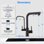 ROVOGO Mitigeur Robinet d'Évier de Cuisine Noir 3 Voies à Eau Filtrée en Acier Inoxydable 304, Douchette Extractible à 2 Modes, 