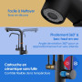 ROVOGO Mitigeur Robinet d'Évier de Cuisine Noir 3 Voies à Eau Filtrée en Acier Inoxydable 304, Douchette Extractible à 2 Modes, 