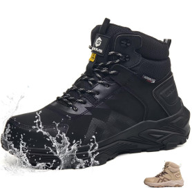 CYKYGGO Chaussures de Sécurité Hommes Montante S3 Imperméable Bottines de Sécurité Femme ESD Basket Travail Légère Embout Acier