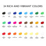 Peinture Acrylique de Kit 24 couleurs avec 3 pinceaux pour fournitures scolaires travaux manuels peintures papier toile peinture