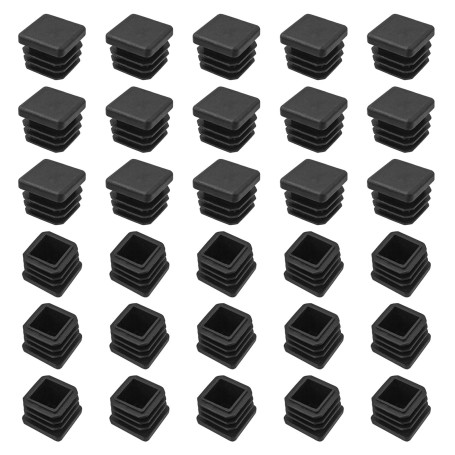 SyiXute 30 Pièces Bouchons Carrés, Embout Noir pour Tuyau 20x20 mm, Pied de Chaise Tube Carré, Capuchon Plastique pour Meuble et