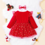 Winmany Tenues de Noël pour bébés filles Robe Tutu Toddler Jupe à manches longues en dentelle Vêtements chauds pour bébé+bandeau