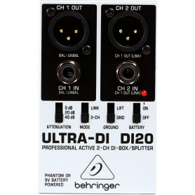 Behringer Ultra-DI / DI20 Boîtier d'injection / Splitter actif 2 canaux (Import Royaume Uni)