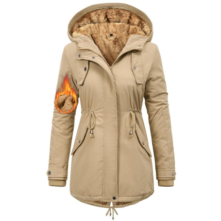 Nadeer Manteau Femme Hiver Polaire Chaud Veste Parka Manteau à Capuche Manches Longues Blouson Zippé Outercoat avec Poches