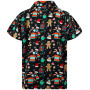 King Kameha Funky Chemise-Hawaienne Noël Homme Coupe-Régulière Manche-Courte Père-Noël X-Mas Pain-D'épices Unisexe