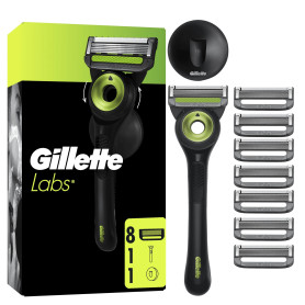Gillette Labs Rasoir Pour Homme Avec Barre Exfoliante, Edition Neon Night, Manche Réutilisable Et 8 Cartouches De Recharge Gille
