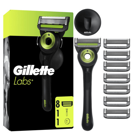Gillette Labs Rasoir Pour Homme Avec Barre Exfoliante, Edition Neon Night, Manche Réutilisable Et 8 Cartouches De Recharge Gille