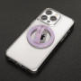Encased Support magnétique pour téléphone (compatible avec MagSafe) Anneau fin en silicone pour iPhone (paillettes violettes)