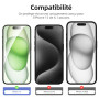 NEW'C Lot de 4, 2 x Verre Trempé pour iPhone 15 (6.1") et 2 x Protection Caméra Arrière - Anti Rayures - sans Bulles d'air -Ultr