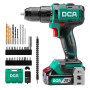 DCA Perceuse à percussion sans fil 20V Brushless, 55Nm de couple max, mandrin tout métal 13mm, 18+1+1 réglages de couple (0–450/