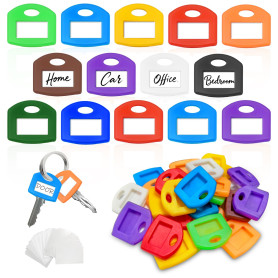 Coco Berming Lot de 30 Couvre Clef Couleur, Capuchons de Clés Silicone, Manchon D'identification pour Clé avec 30 Étiquettes, Ad