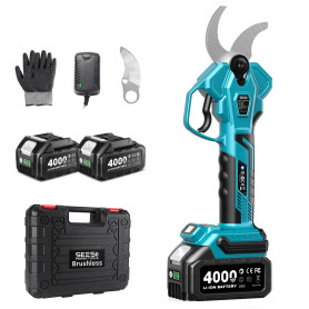 SEESII Secateur Electrique Sans Fil 40 mm –Secateur Electrique avec 2*Batteries 4000mAh, Lame SK5, Moteur Sans Balais, Écran LCD
