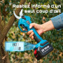 SEESII Secateur Electrique Sans Fil 40 mm –Secateur Electrique avec 2*Batteries 4000mAh, Lame SK5, Moteur Sans Balais, Écran LCD