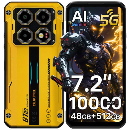 OUKITEL WP60 5G Telephone Portable Incassable - 7.2"HD+/120Hz, 48GO(16+32)+512GO/2TO Smartphone Incassable, 10000mAh/33W, 108MP 