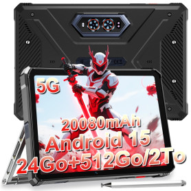 HOTWAV R9 Ultra 5G Tablette Incassable, 24Go + 512Go/TF 2To Android 15 Tablette Tactile, Écran 11" 2K FHD+ Tablette avec Stylet,