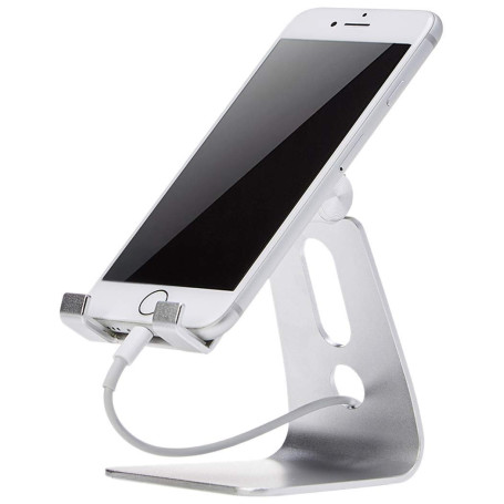 Amazon Basics Support de téléphone portable ajustable pour iPhone et Android , Argenté