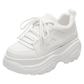 ANUFER Femmes Plateforme Haute épais Baskets Décontracté Lacetage Sportif Chaussures de Papa