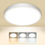 slochi Plafonnier LED, 3000K 4000K 6500K 3 Couleurs Lampe Plafond, 15W 1500LM, Moderne, Rond, IP44 Etanche Plafonnier Salle de B