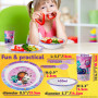 Get Trend Gabby's Dollhouse Set Vaisselle Enfant 5 Pièces, Assiette Bol Tasse Cuillère Fourchette Plastique Réutilisable, Sans B