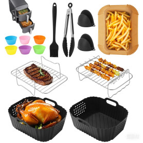 15PCS Moule Air Fryer, Accessoire Fryer pour Ninja Double Stack SL400EU 9.5 L, Silicone Accessoires AF300EU AF400EU,Plaque à pât