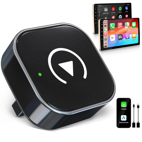 Adaptateur CarPlay sans Fil 2 en 1 pour Apple CarPlay & Android Auto, Bluetooth 5.0, Plug and Play, Connexion Rapide Stable, Com