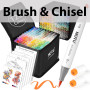 HOTU Feutre a alcool 120 Couleurs, Feutres Coloriage Adulte Pointe Double Feutres à Alcool Marqueurs Pinceau et Ciseau Burin Pou