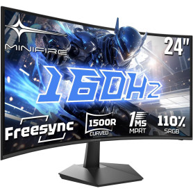 Minifire Écran PC Gaming Incurvé 24 Pouces 160Hz - FHD 1920x1080, 16:9 VA Panel 1500R, 1ms MPRT, 110% sRGB, Adaptive Sync, Eye-C