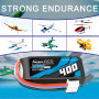 Gens ace Batterie Lipo 2S 60C 400mAh 7.4V 2.96Wh Coque Souple Batterie Lipo avec Prise JST pour OMPhobby M1/aligner t-Rex T1