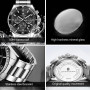 SAPPHERO Montre Homme en Acier Inoxydable Chronographe 50M Etanche Montres Analogique Quartz Date Classique Luxe Mode Montres Ca