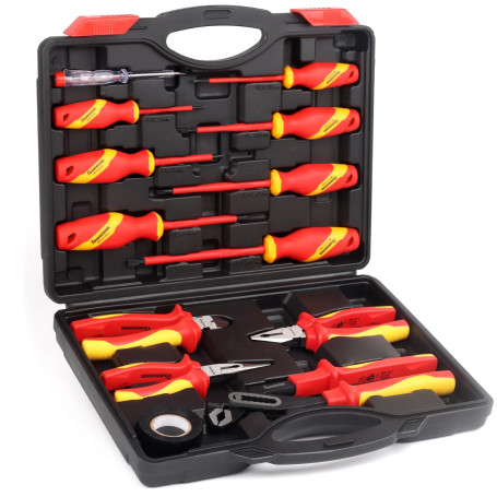 FOURROBBER Jeu de VDE tournevis et de pinces isolés,Kit de tournevis électrique isolé de 1000V avec testeur de tension, Électric