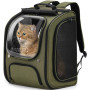 Pecute Sac Transport Chat Petit Chien Extensible, Sac a Dos Chat Respirant, Sac de Transport pour Chat avec Matelas en Peluche A