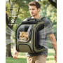 Pecute Sac Transport Chat Petit Chien Extensible, Sac a Dos Chat Respirant, Sac de Transport pour Chat avec Matelas en Peluche A