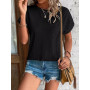 Cuptacc T Shirt Femme Chemisier Femme Chic Et Élégant Broderie Aux Oeillets Col Rond Manches Courtes Tunique Mode