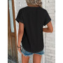 Tomatofrydan T-Shirt Femme Été Chemisier Chic Blouse Col Rond Tops à Manches Courtes Hauts Décontracté Ete T Shirt Imprimé Tuniq
