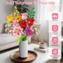 Bouquet de Fleurs à Construction, 11 Fleurs Déco Artificielles en Briques avec 5 Roses, 765 Pièces, Cadeau Femme Fête des Mères 