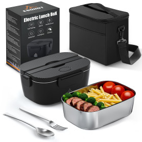 ESOHOT Gamelle Chauffante,120W Lunch Box Chauffante Modèle de Chauffage Ultra-Rapide 12V/24V/230V Boite Chauffante Repas pour Vo