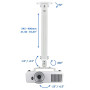deleyCON Support de Plafond Universel pour Projecteur +- 15° d'Inclinaison - Rotation à 360° - Jusqu'à 13,5Kg - Hauteur Réglable