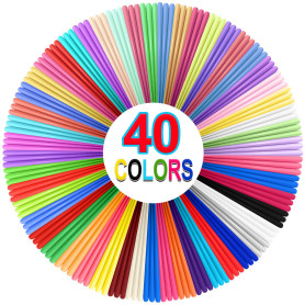 YhuiCxir 40 Couleurs Filament pour Stylo 3D Recharges PLA 1,75 mm Chaque Couleur Total 120 Mètres avec 2 Capuchons de Doigts Com
