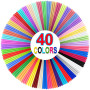 YhuiCxir 40 Couleurs Filament pour Stylo 3D Recharges PLA 1,75 mm Chaque Couleur Total 120 Mètres avec 2 Capuchons de Doigts Com