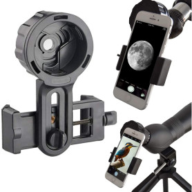 Adaptateur Téléphone Pro pour Jumelles, Monoculaires, Télescopes et Microscopes. Compatible avec n’Importe Quel Smartphone. Idéa
