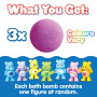 ZIMPLI - Lot de 3 Grandes Bombes de Bain Surprise Bisounours 100g, 1 des 7 Jouets Bisounours à Collectionner, Un Jouet par Bombe