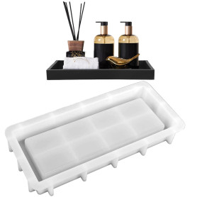 CHENGCKJ Moule en silicone rectangulaire grand avec bord - Moule en silicone pour bricolage, bijoux, porte-savon, plateau à frui